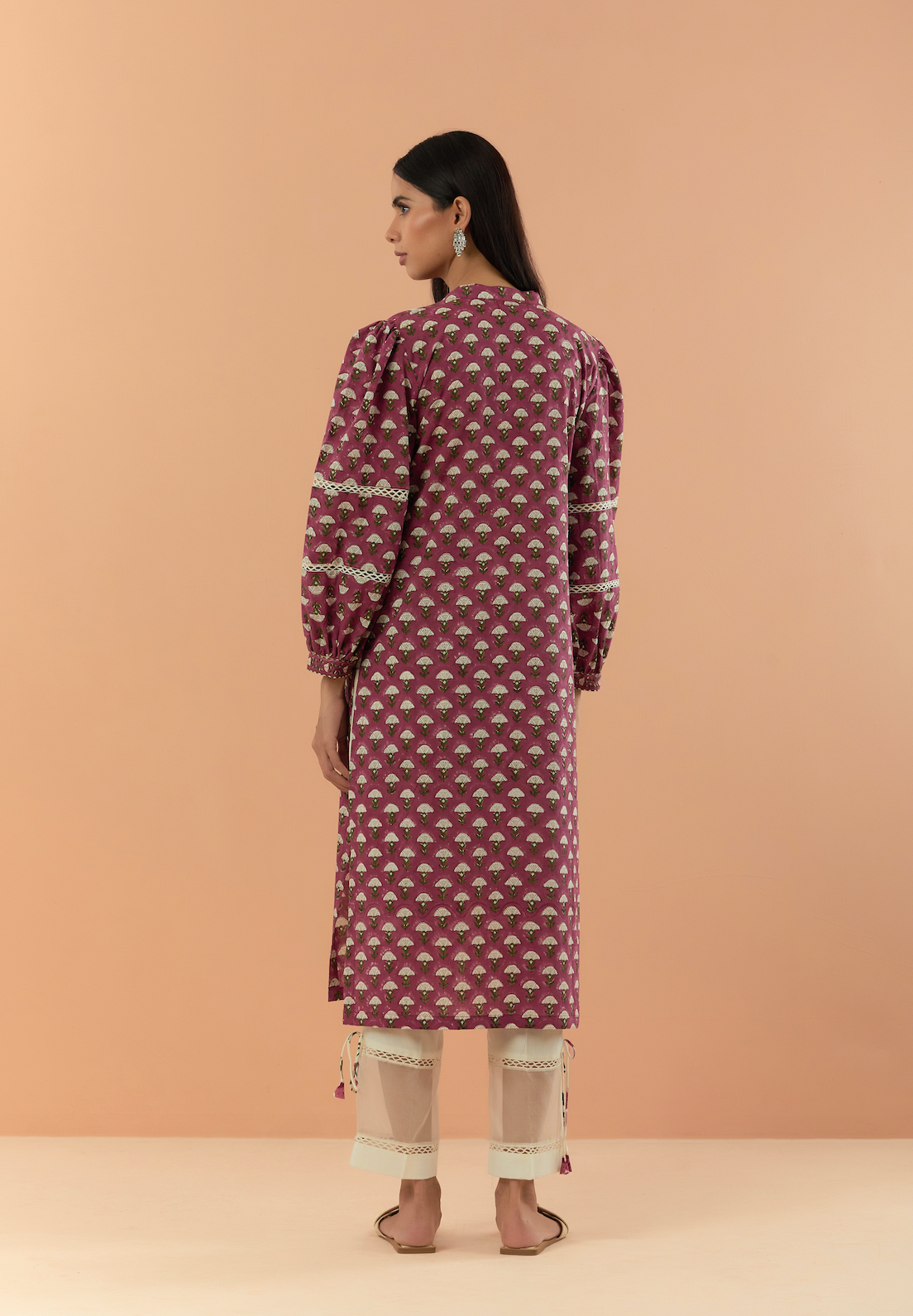 Pink Saanjh Gulab Handblock Printed Kurta Set (Set of 2)