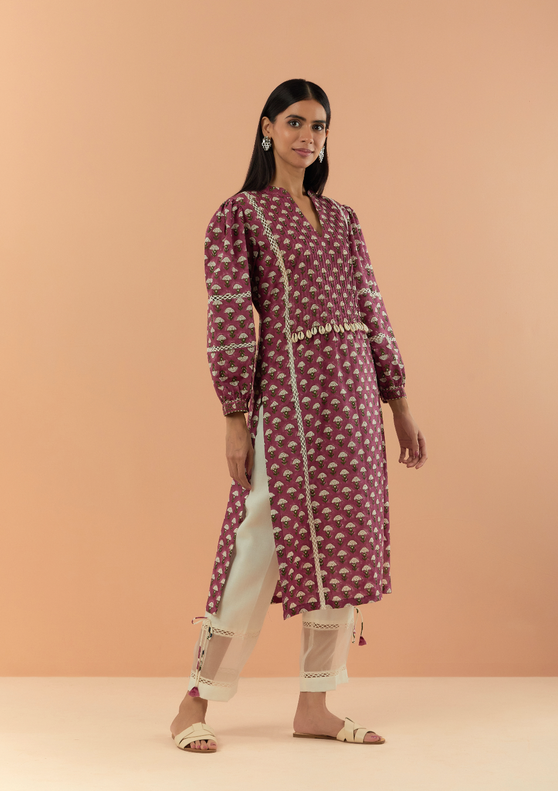 Pink Saanjh Gulab Handblock Printed Kurta Set (Set of 2)