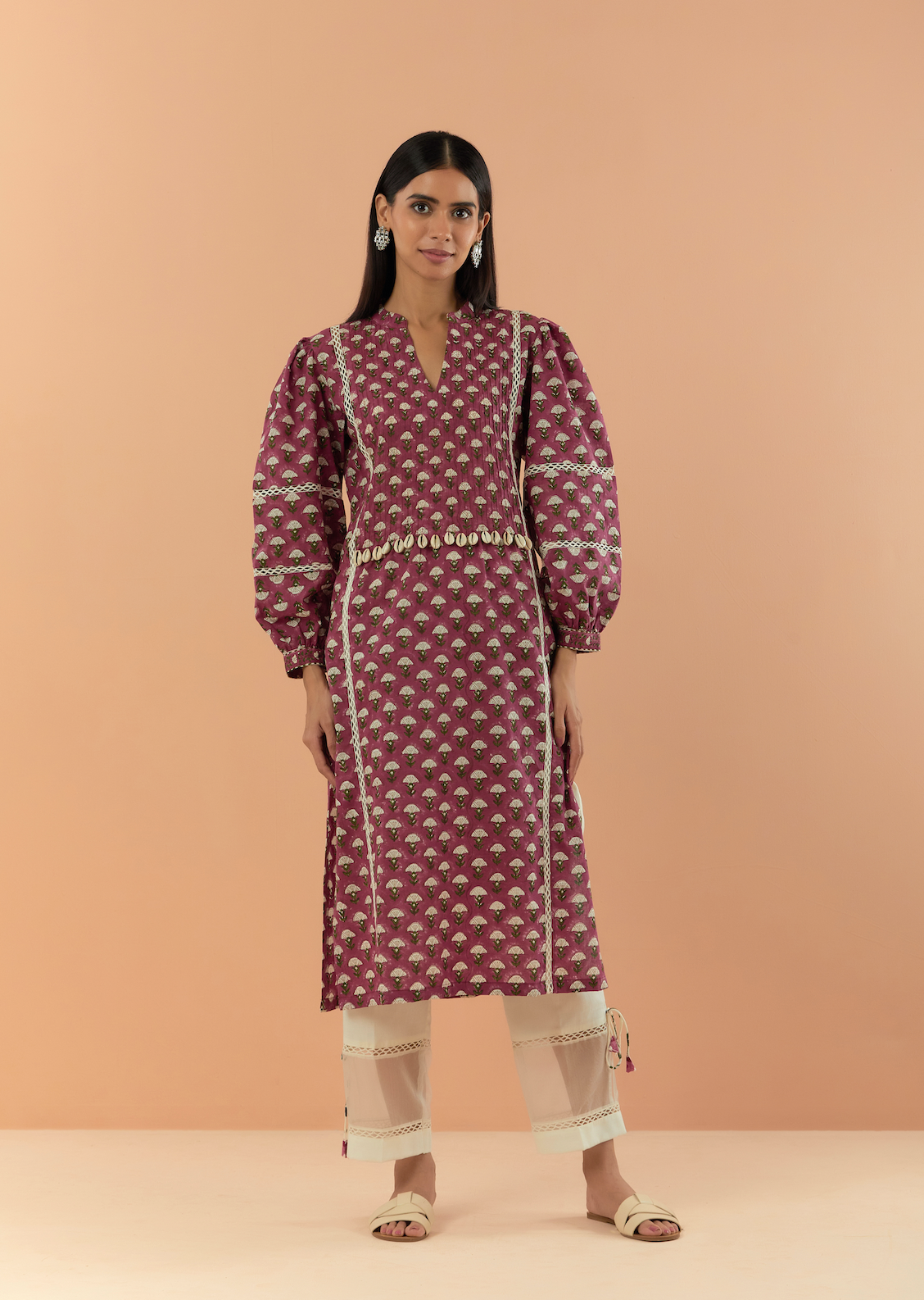 Pink Saanjh Gulab Handblock Printed Kurta Set (Set of 2)