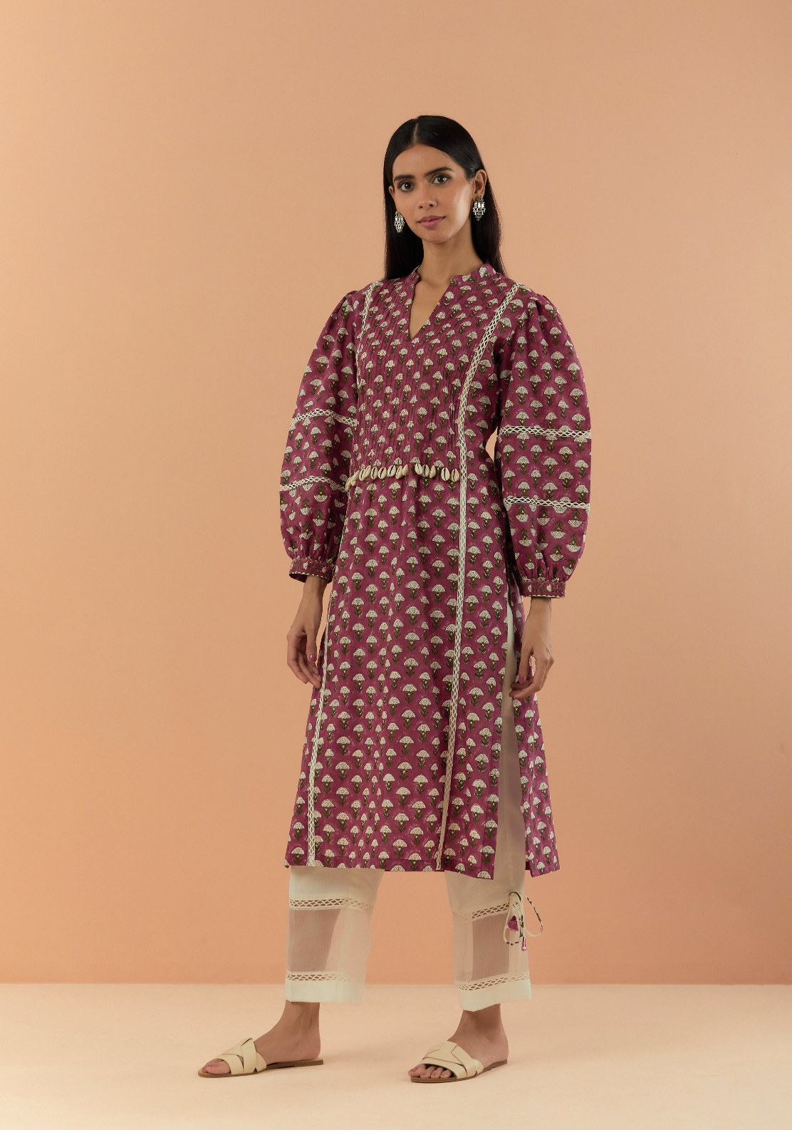 Pink Saanjh Gulab Handblock Printed Kurta Set (Set of 2)