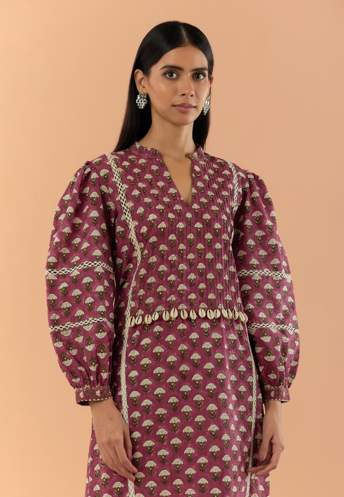 Pink Saanjh Gulab Handblock Printed Kurta Set (Set of 2)