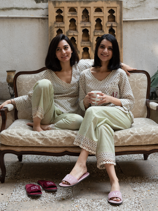 Meraki Handblock Printed Butah Loungewear Set